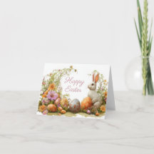 Cartão de Férias de Páscoa Floral bonito com Aquar