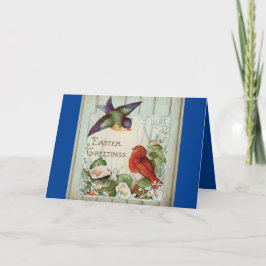 Cartão de Férias de Páscoa Vintage Two Birds