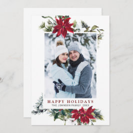 Cartão de Férias de Poinsettia Natal Elegante