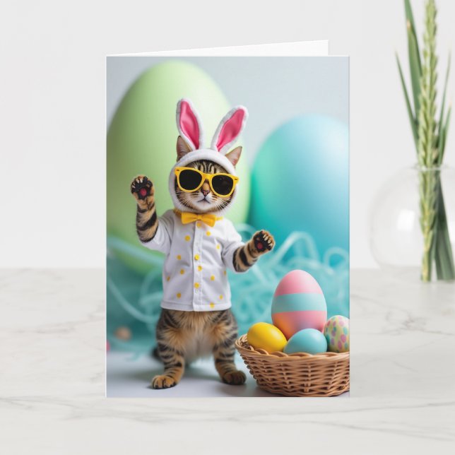 Cartão de Férias de Primavera Cool Cat (Frente)