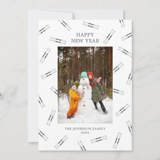 Cartão de férias de skis Vintage (Frente)