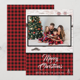 Cartão de Férias de Xadrez de Buffalo Vermelho e N