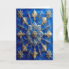 Cartão de Férias Decorativo Azul Dourado