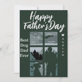 cartão de férias dia dos pais pai e filha silhueta