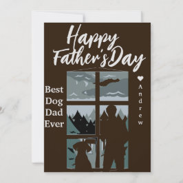 cartão de férias dia dos pais pai e filha silhueta