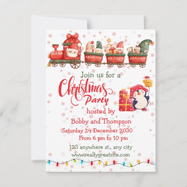 Cartão de Férias do Comboio de Brinquedo de Natal  (Frente)