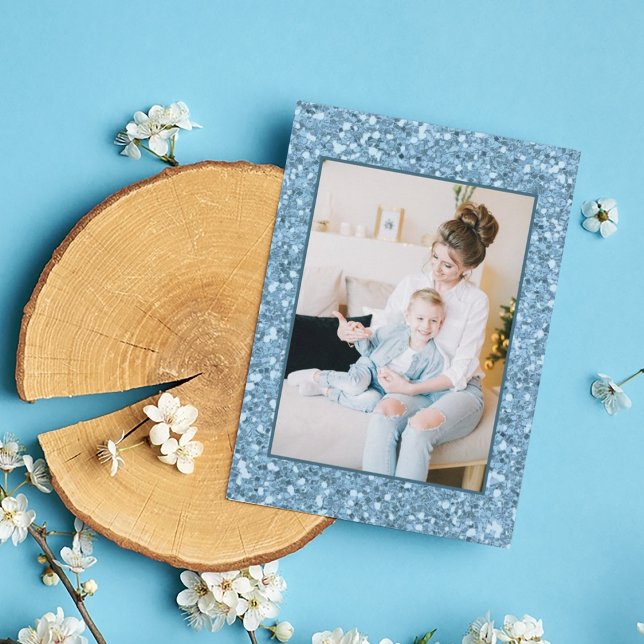 Cartão de Férias do Dia de as mães de Foto Azul Mo (Criador carregado)