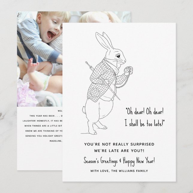 Cartão de Férias do Feliz ano novo de Fotografias  (Frente/Verso)