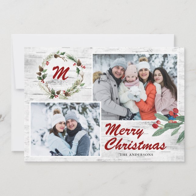 Cartão de Férias do Latido Collage de Natal Holly  (Frente)