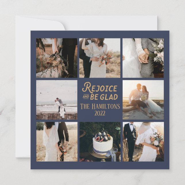 Cartão de Férias do Marinho de Colagem de Fotograf (Frente)