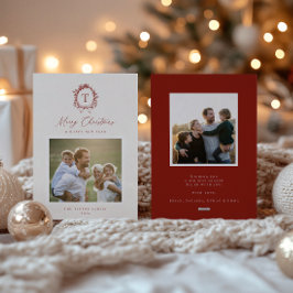 Cartão de Férias do Monograma Botânico Vintage