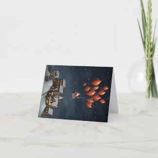 Cartão de Férias do Papai Noel Caprichoso em Branc