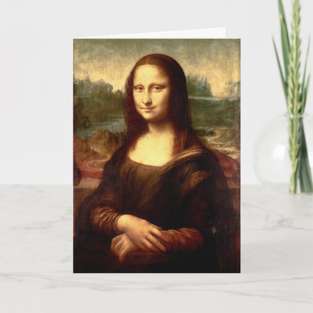 Cartão de Férias Dobrado da Mona Lisa (Frente)
