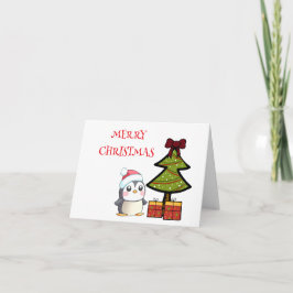 Cartão de Férias Dobrado dos Pinguins de Natal