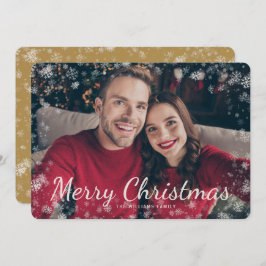 Cartão de Férias Dourado para Foto de Natal Feliz