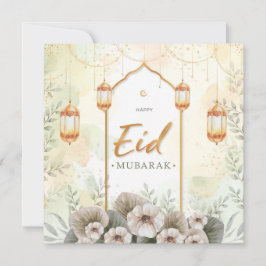 Cartão de Férias Eid Mubarak das Flores de Água