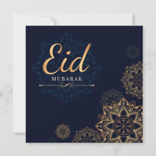 Cartão de Férias Eid Mubarak Dourado Mandala