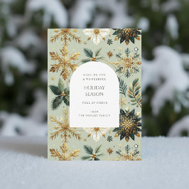 Cartão de Férias Elegante de Fenda de Neve Dourada