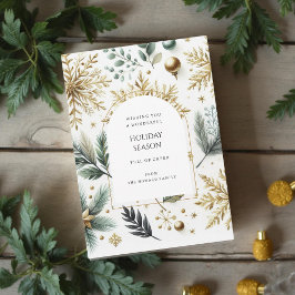 Cartão de Férias Elegante de Fenda de Neve Dourada