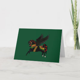 Cartão de Férias Elegante Preto Pegasus Estilo Vin