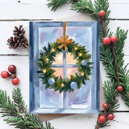 Cartão de Férias em Aquarela com Coroa de Natal Do