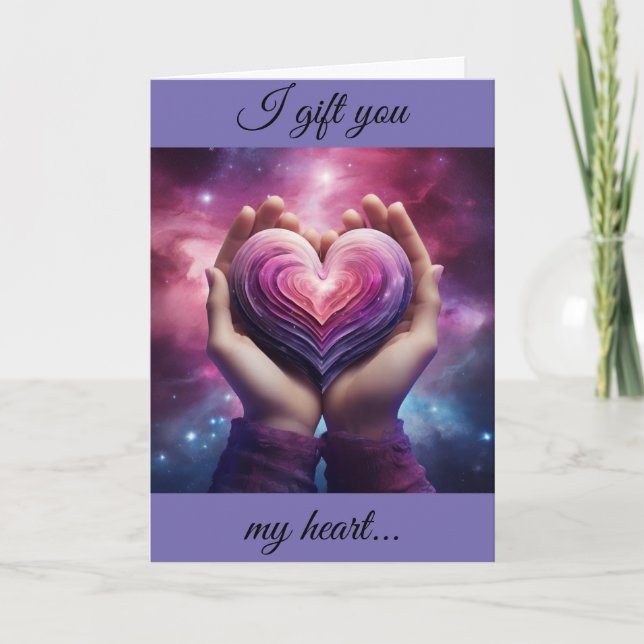 Cartão de Férias Eu Dou Meu Coração (Frente)