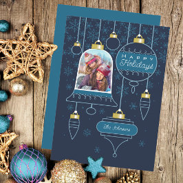 Cartão de Férias Feliz com Foto do marinho