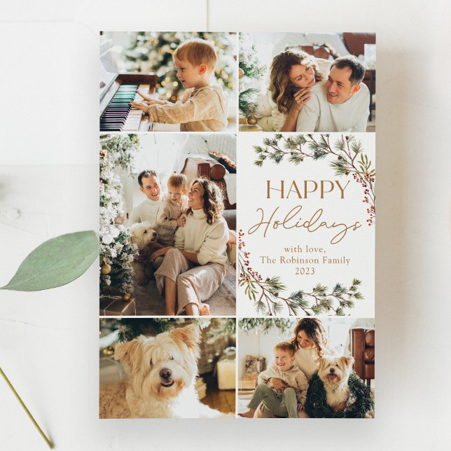 Cartão de Férias Feliz de Foto Simples Minimalista (Criador carregado)