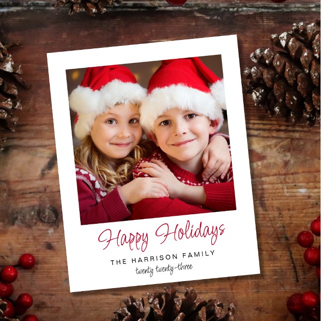 Cartão de Férias Feliz de Orçamento (Add a personal touch to your holiday wishes by featuring your favorite family photo)
