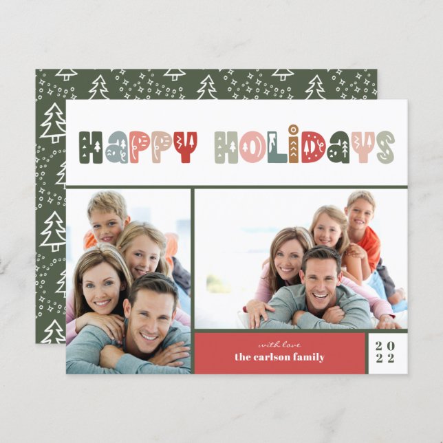 Cartão de Férias Feliz de Orçamento Férias de Nata (Frente/Verso)