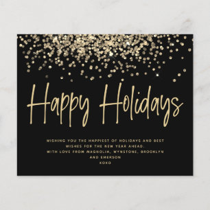 Cartão de Férias Feliz Glitter Dourado BUDGET