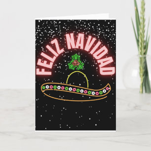Cartão de Férias Feliz Navidad Neon Sombrero