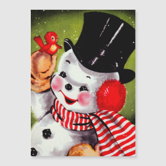 Cartão de Férias Feliz Snowman Vintage