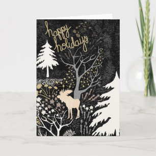 Cartão de Férias Feliz Woodland Moose