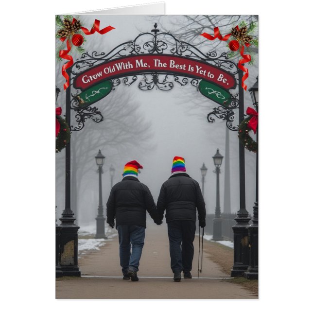 Cartão de Férias Felizes de Amizade/Romance Gay pa (Frente)