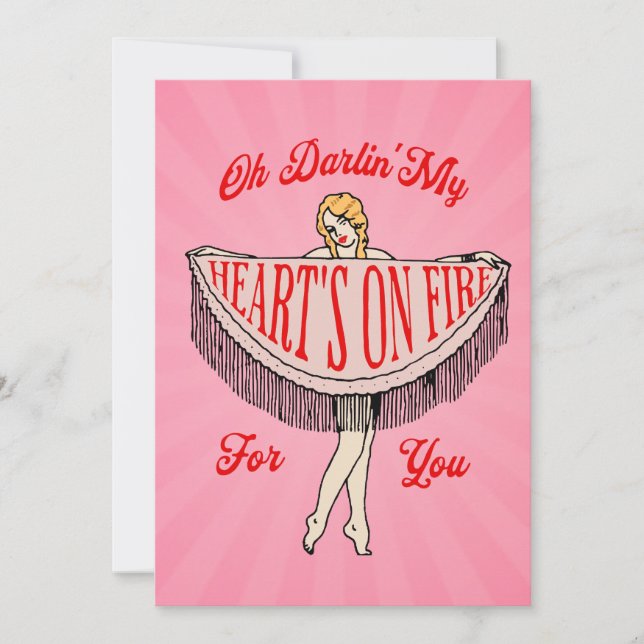 Cartão de Férias Flat com Coração em Chamas (Frente)