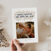 Cartão de Férias Floral do Feliz ano novo Feliz de