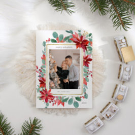 Cartão de Férias Floral Eucalyptus Poinsettia