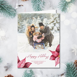 Cartão de Férias Floral Vermelho Moderno dobrado