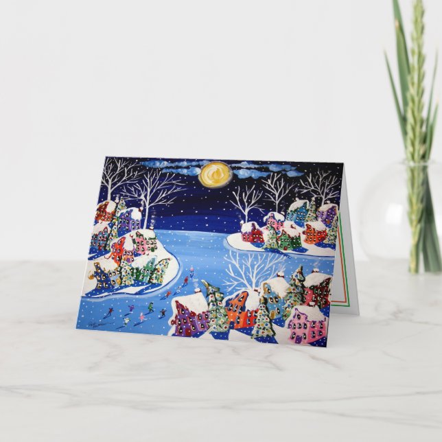 Cartão de Férias Folclóricas de Natal de inverno (Frente)