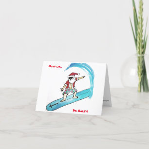 Cartão de Férias Folheado para Papais noeis Surfin