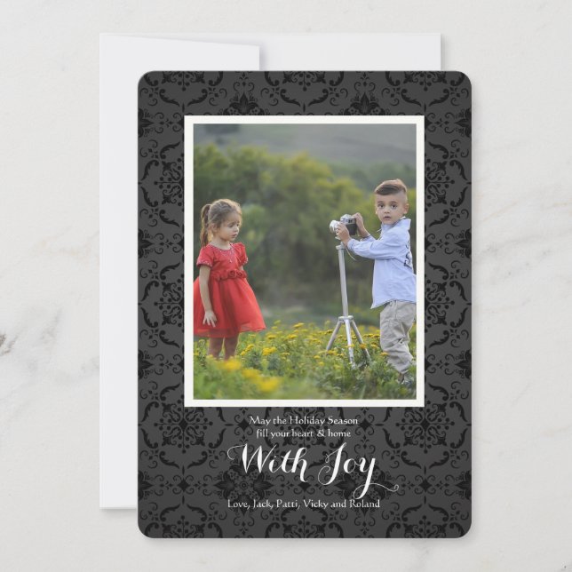 Cartão de Férias Fotografadas para Damask Midnight (Frente)