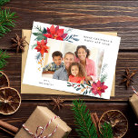 Cartão de Férias Fotográficas H do Poinsettia Fram<br><div class="desc">Envie seus desejos de Natal ou Feriado com toneladas de festas de Natal e em estilo com seu Feriado de Foto do Quadro Poinsettia H ou Cartão de Natal. Opção Horizontal / paisagem.</div>