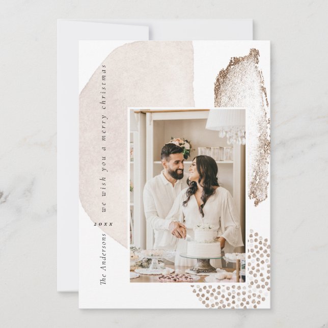 Cartão de Férias Geométricas de Natal Boho Moderno (Frente)