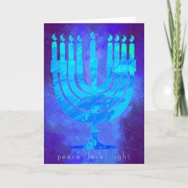 Cartão de Férias Hanukkah Claro Azul com Menorah