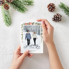 Cartão de Férias Holly Berries e Floral