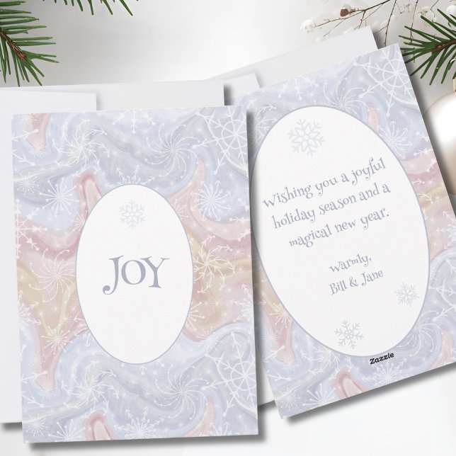 Cartão de Férias JOY Flat da Snowflake – Mensagem  (Snowflake Joy Holiday Flat Card)
