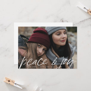 Cartão de férias moderno com foto completa de paz