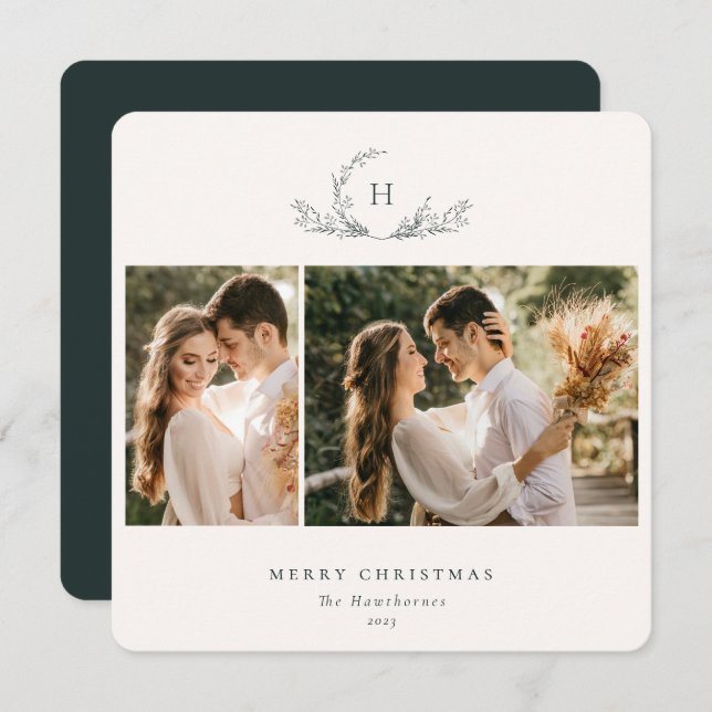 Cartão de Férias Orgânico Monograma 2 (Frente/Verso)