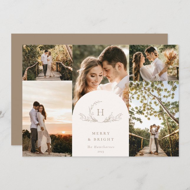 Cartão de Férias Orgânico Monograma 5 (Frente/Verso)